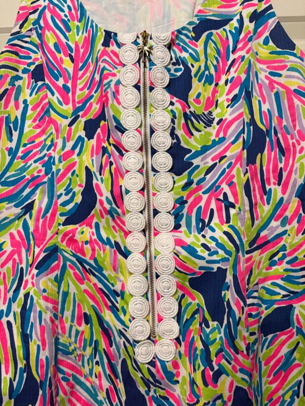 Lilly Pulitzer Cathy Shift Dress in Indigo Palm Reader Sz 8 - Picture 3 of 7